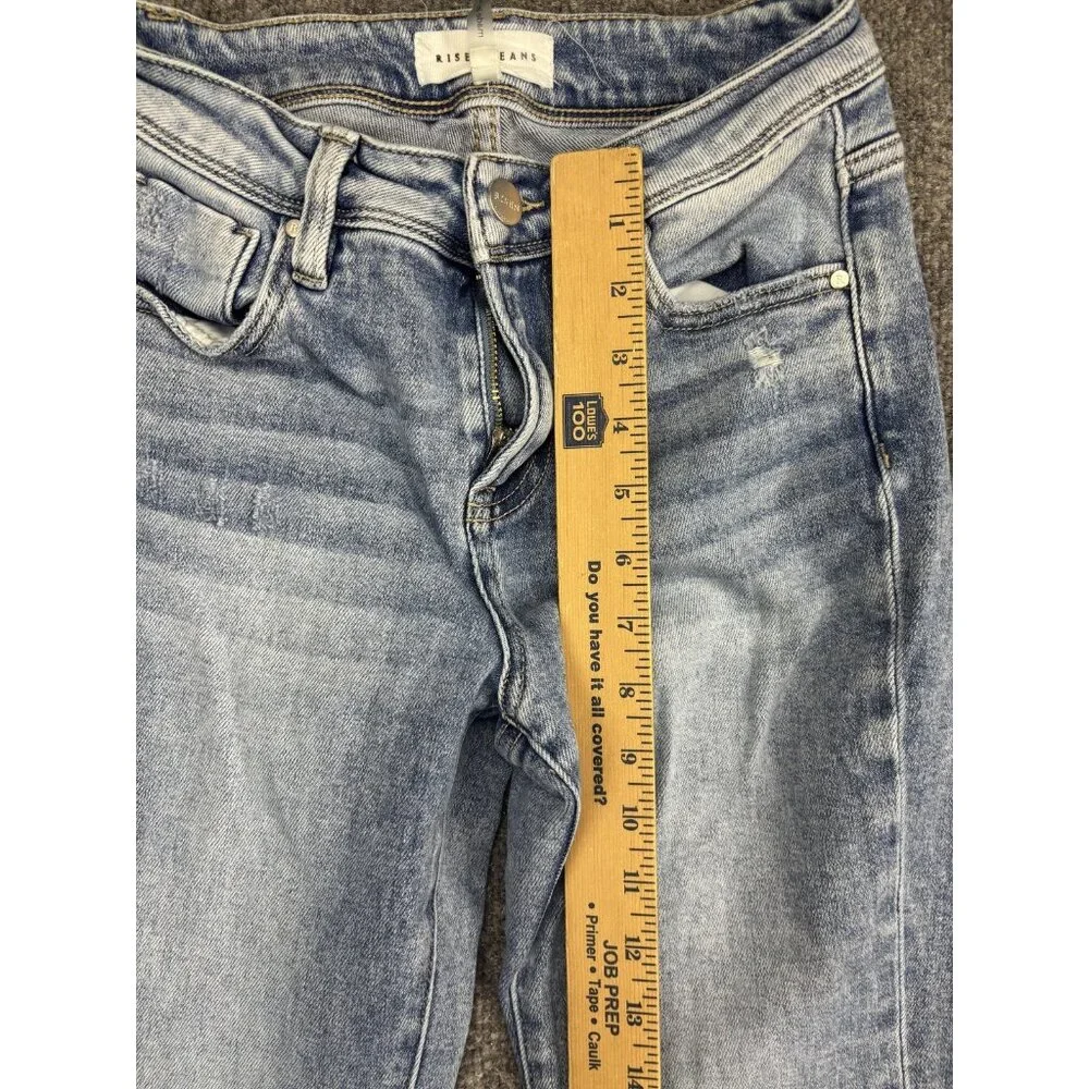 Risen Jeans Bootcut Jeans Womens 0 Light Wash Blue Mid Rise Stretch 24x30.5 - Picture 4 of 9